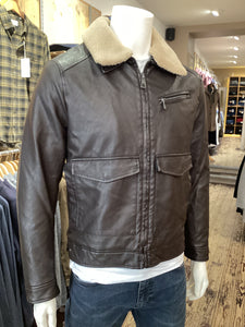 Sseinse - Pilot Jacket - Brown Faux Leather (with removable collar) 801