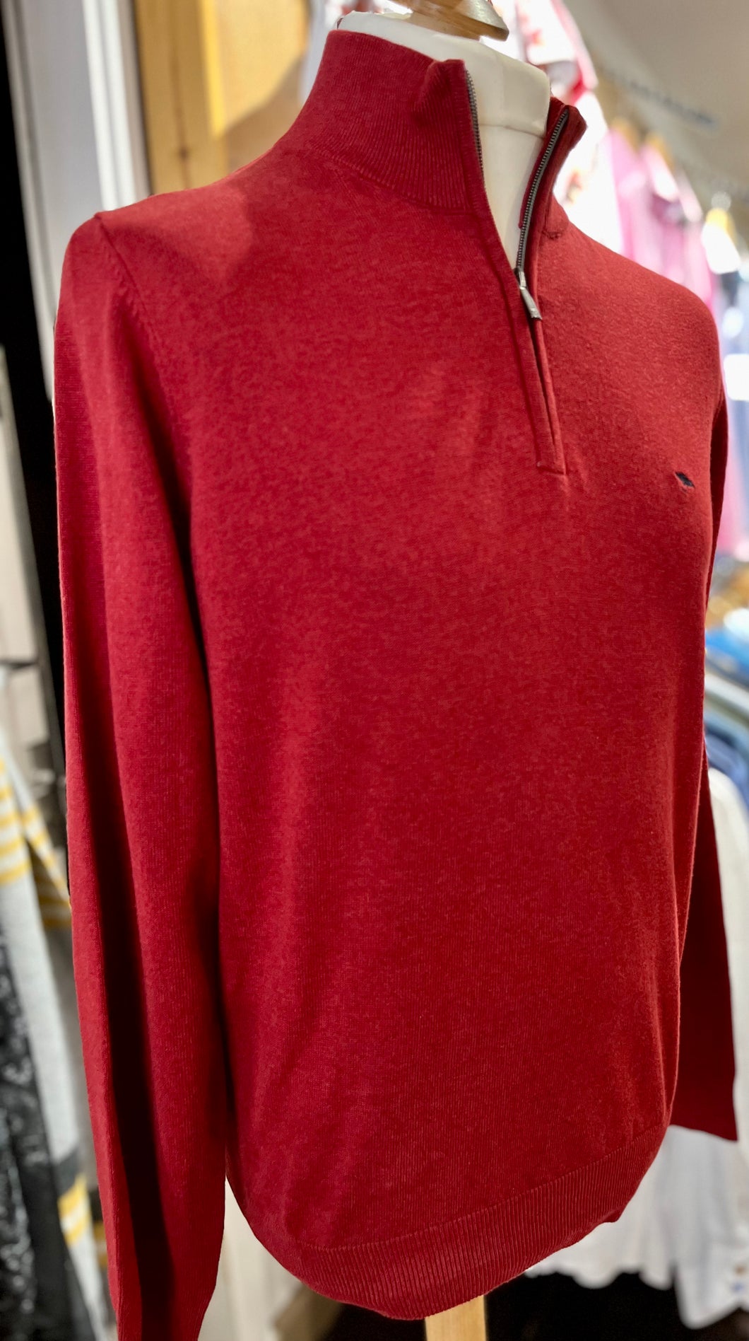 Fynch Hatton Half Zip, Scarlet - 705