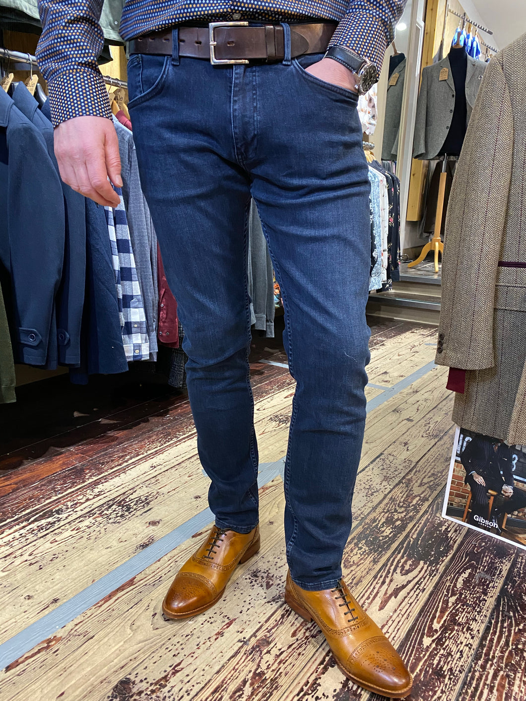 Matinique washed dark blue slim fit jeans from Gere Menswear