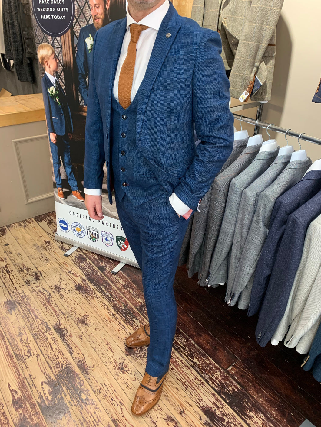 Marc Darcy ‘Jerry’ blue three piece suit (waistcoat, jacket and trousers sold separately) from Gere Menswear