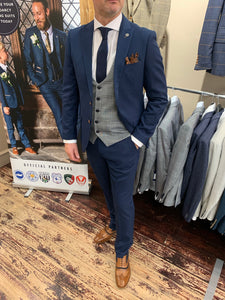 Marc Darcy ‘Max Royal’ jacket and trousers with contrasting grey 'Jerry' waistcoat (waistcoat, jacket and trousers sold separately) from Gere Menswear