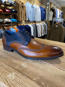 Azor Missori burnished chestnut and blue brogue from Gere Menswear side profile