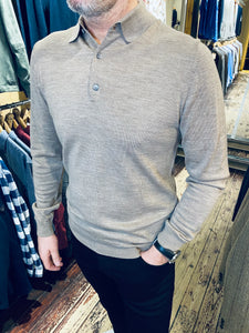 Matinique merino wool long sleeve polo jumper in camel from Gere Menswear