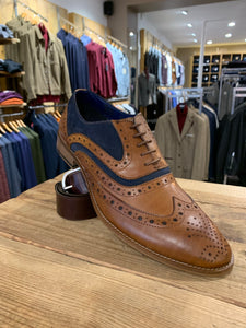 Marc Darcy tan and navy suede brogue from Gere Menswear