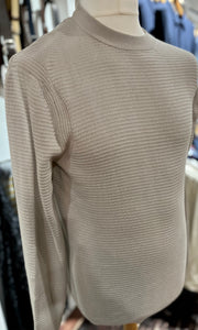 Casual Friday - Beige Ribbed Crew Neck Jumper 251