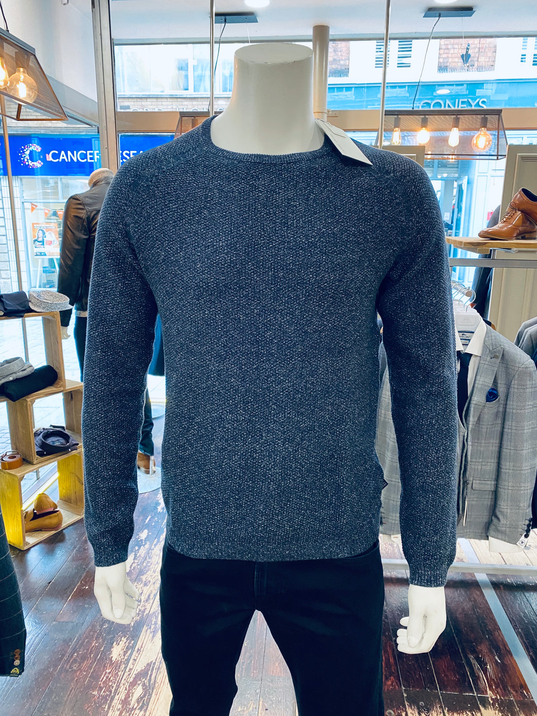 Casual Friday blue round neck jumper from Gere Menswear